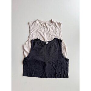 Lot of 2 Size 6 LULULEMON Pima Cotton Tanks - Adapt To You, Muscle Love Crop
